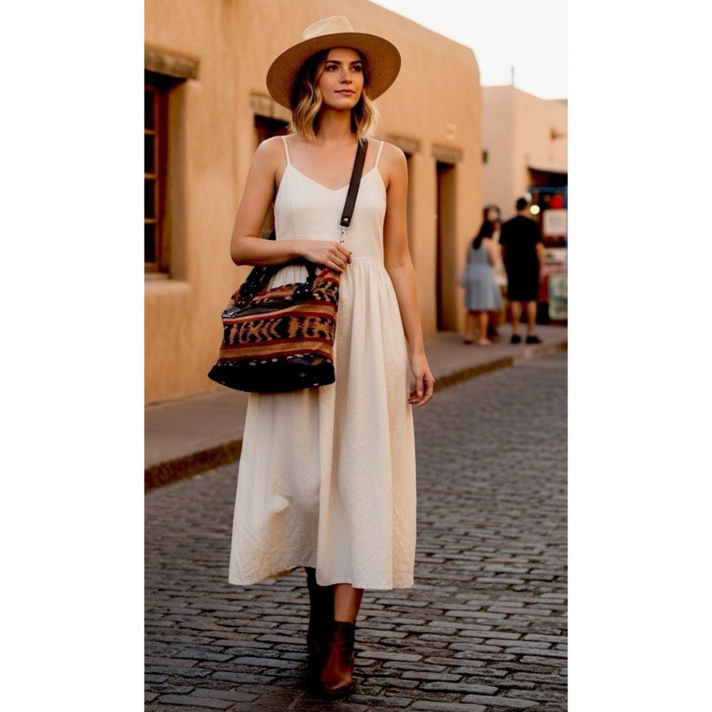 Maha Couture Mexicaine‎ Leather & Woven Shoulder Bag Boho Artisan San Miguel